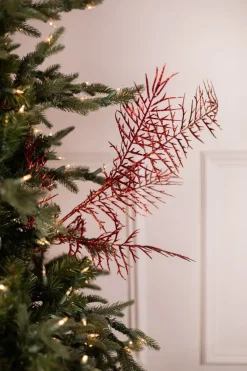 Decorator's Warehouse 38” Red Glitter Dragon Fern Spray > Nutcracker|Classic Christmas