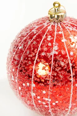 Decorator's Warehouse 4" Red Glitter Drip Ball Ornament > Retro Brites|Christmas Decor