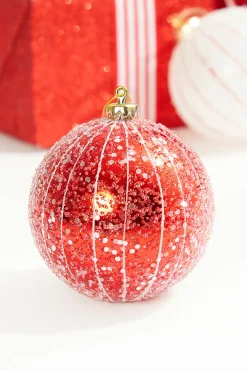 Decorator's Warehouse 4" Red Glitter Drip Ball Ornament > Retro Brites|Christmas Decor