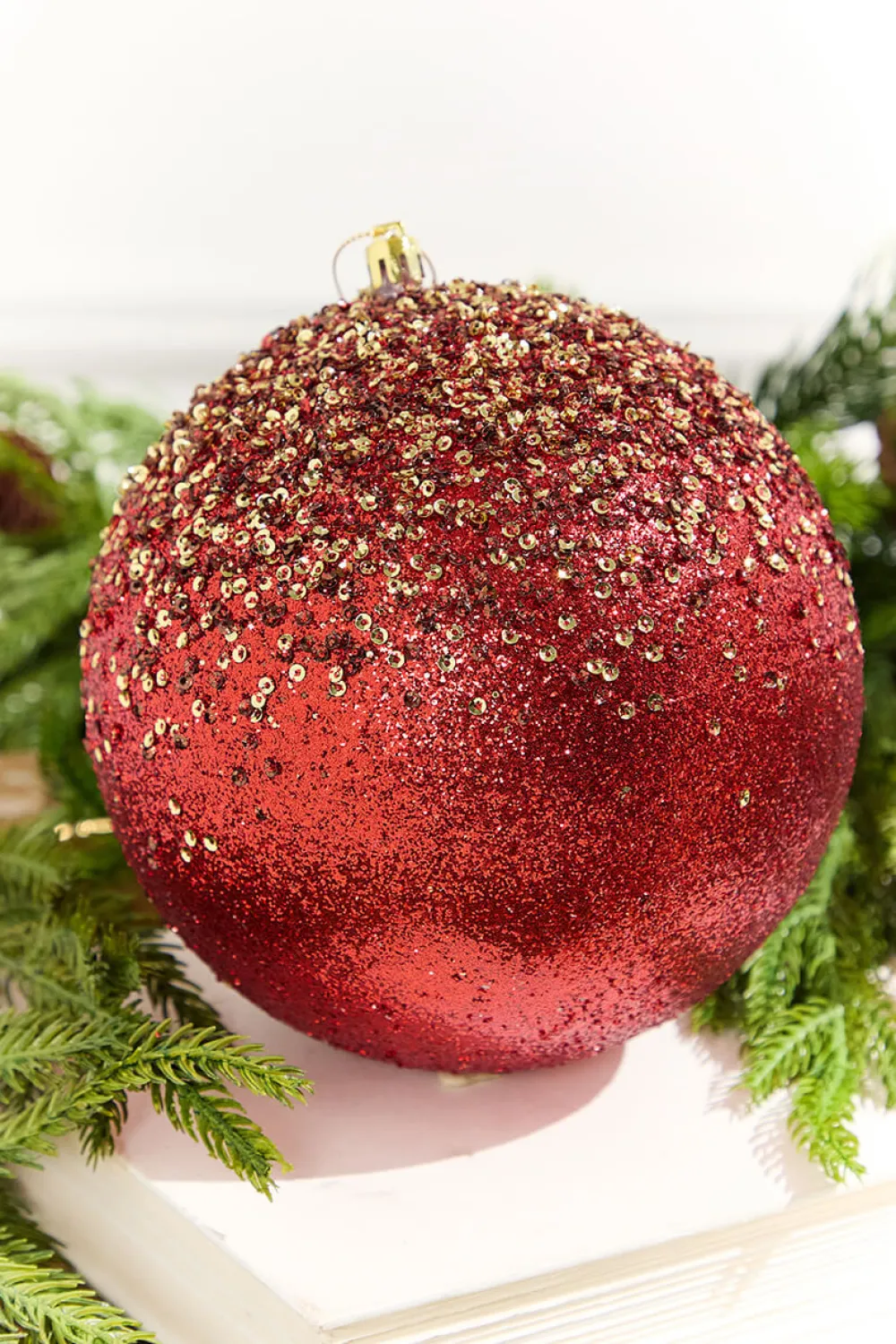 Decorator's Warehouse 6" Red Glitter Hanger Ball Ornament > Christmas Ornaments|Nutcracker