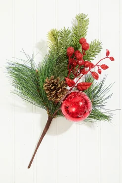 Decorator's Warehouse 14.5" Red Glitter Pinecone Ornament Spray > Cardinal|Christmas Sprays