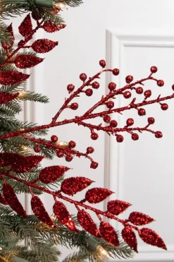 Decorator's Warehouse 29” Red Glitter Smilax Berry Spray > Nutcracker|Christmas Sprays