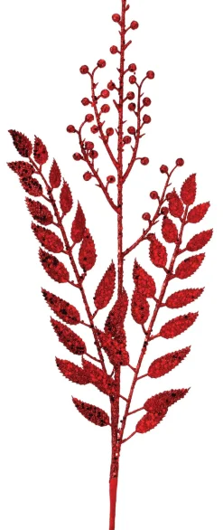 Decorator's Warehouse 29” Red Glitter Smilax Berry Spray > Nutcracker|Christmas Sprays