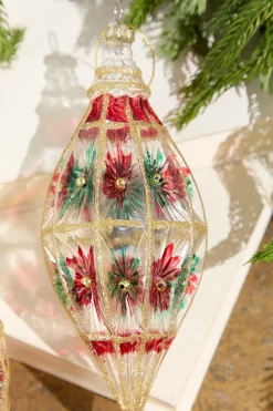 Decorator's Warehouse 4"-6" Red/Green Faceted Glass Ball/Finial Ornament > Christmas Decor|Christmas Ornaments