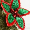 Decorator's Warehouse 22" Red Green Sequin Poinsettia Stem > Christmas Decor|Retro Brites