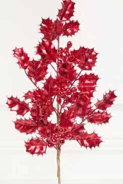 Decorator's Warehouse 27" Red Metallic Holly Berry Stem > Christmas Sprays|Christmas Decor