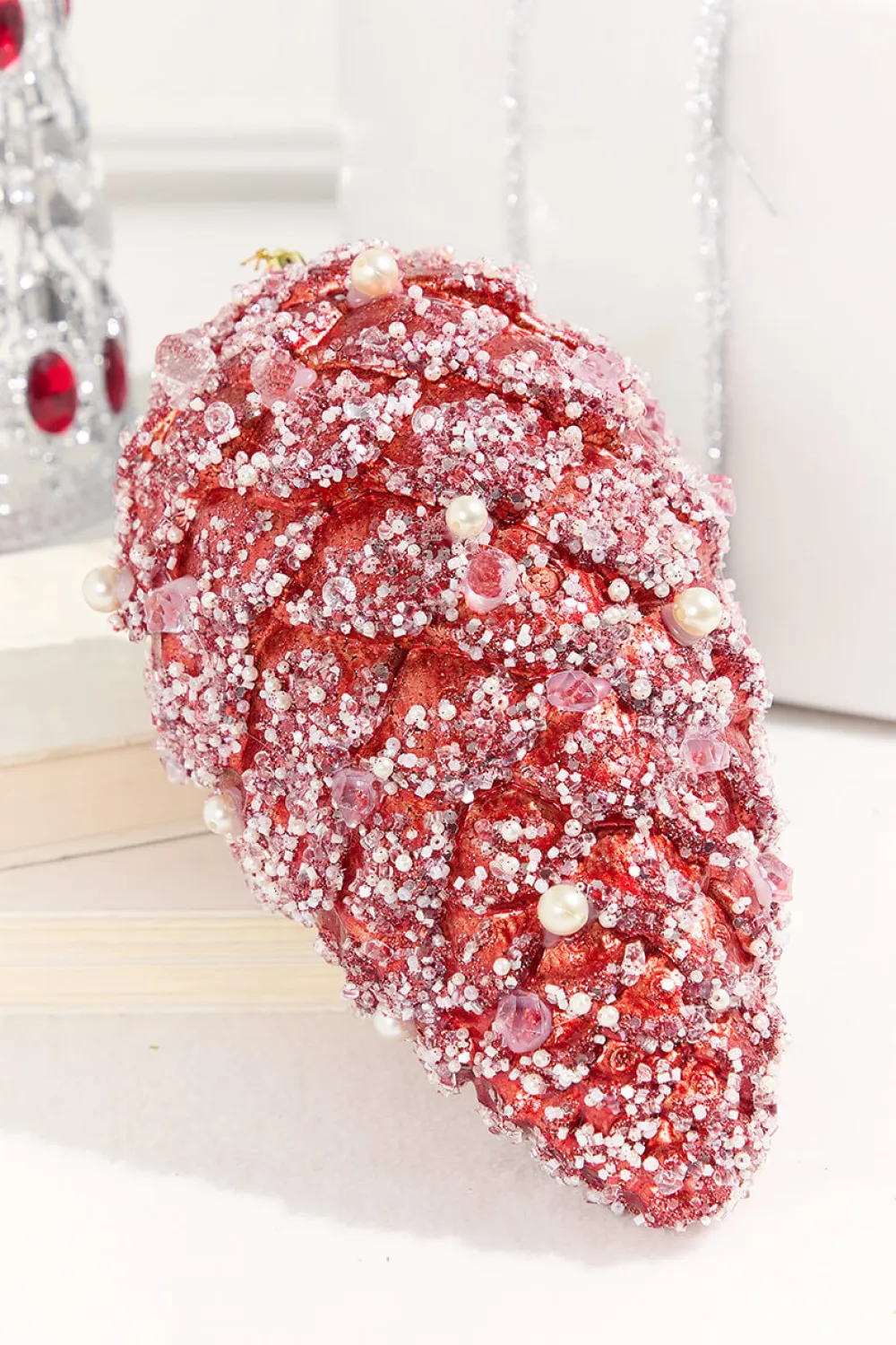 Decorator's Warehouse 11" Red Pinecone Ornament with Jewels > Christmas Ornaments|Christmas Decor