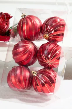 Decorator's Warehouse 3" Red Shatterproof Boxed - Set of 6 > Christmas Decor|Christmas Ornaments