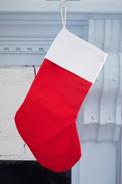 Decorator's Warehouse Red Stocking with White Trim Rough > Christmas Textiles|Retro Brites