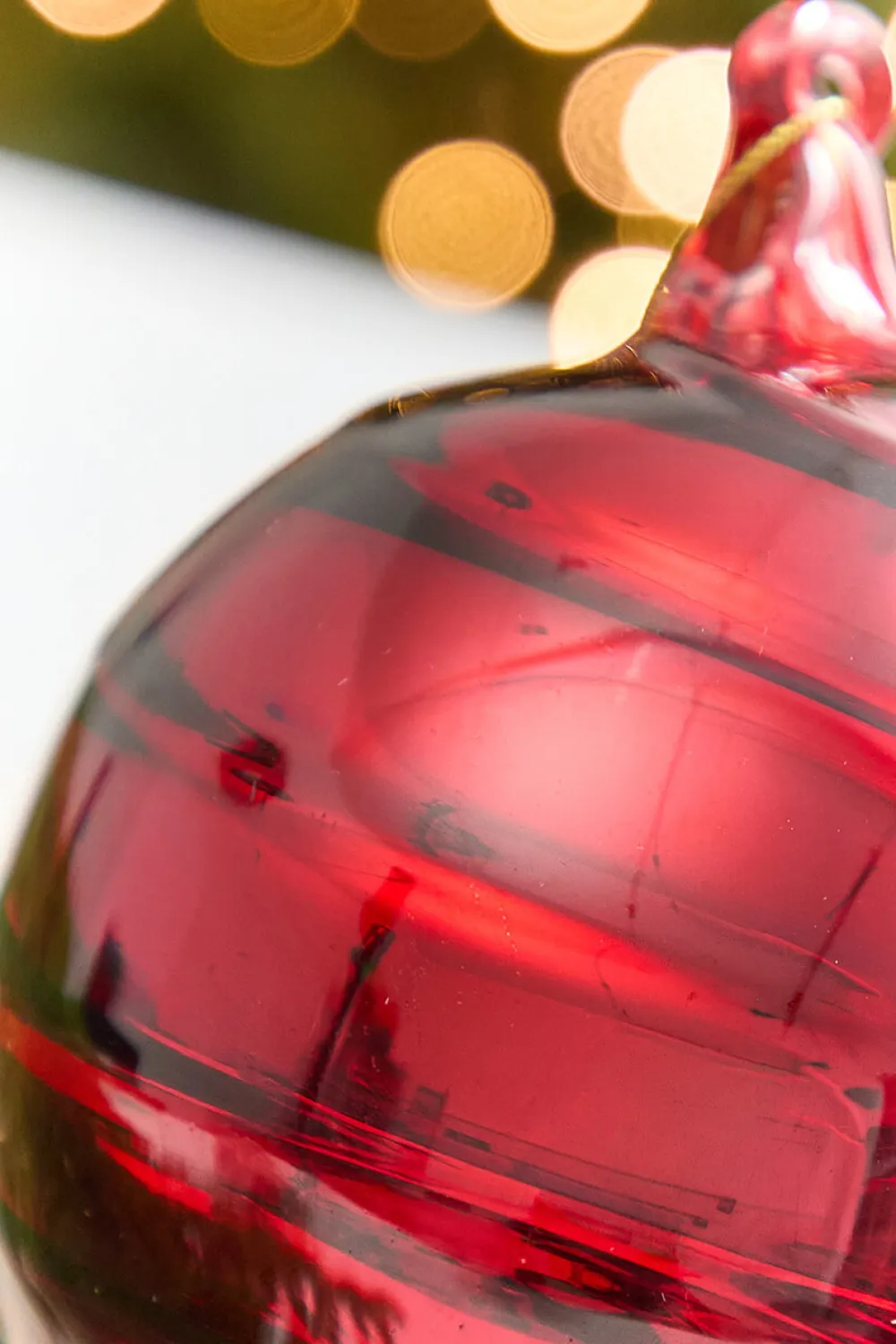 Decorator's Warehouse 5" - 8" Red Swirl Blown Glass Ornament > Christmas Decor|Red & Silver