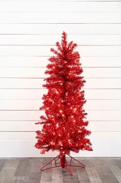 Decorator's Warehouse 4' Red Tinsel Tree > 4 Feet & Under|Christmas Sale
