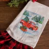 Decorator's Warehouse Red Truck Buffalo Plaid Ruffle Tea Towel > Fun Gifts|Christmas Decor