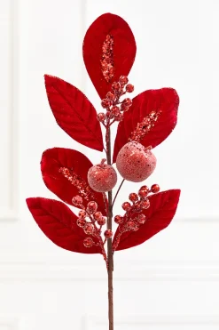 Decorator's Warehouse 25.5" Red Velvet Berry & Apple Spray > Nutcracker|Christmas Sprays