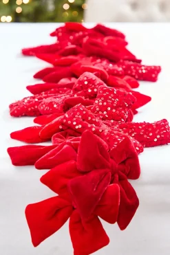 Decorator's Warehouse 48" Red Velvet Sequin Bow Garland > Christmas Decor|2026 New Additions