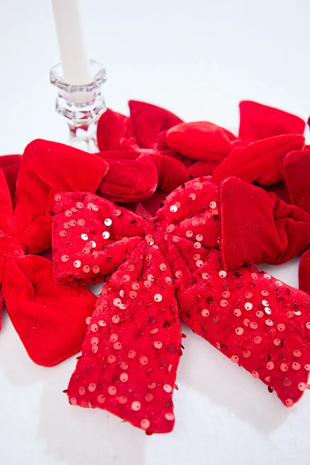 Decorator's Warehouse 48" Red Velvet Sequin Bow Garland > Christmas Decor|2026 New Additions