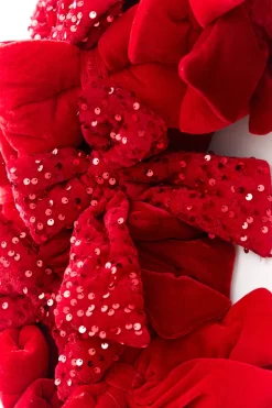 Decorator's Warehouse 30" Red Velvet Sequin Bow Wreath > Christmas Decor|2026 New Additions
