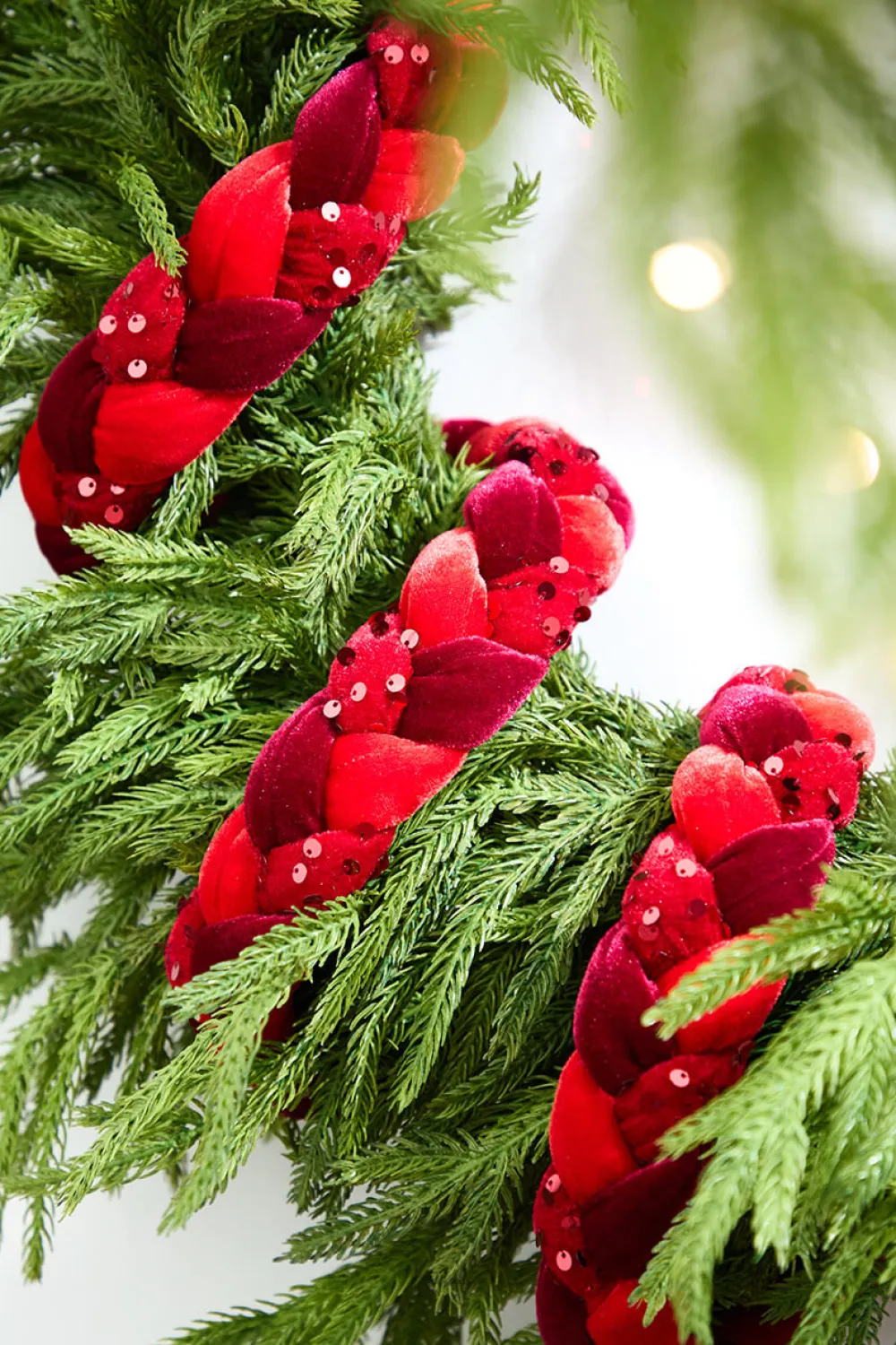 Decorator's Warehouse 66" Red Velvet Sequin Braided Roping > Traditional