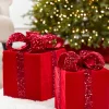 Decorator's Warehouse 16" Red Velvet Sequin Gift Box > Traditional|Christmas Accents