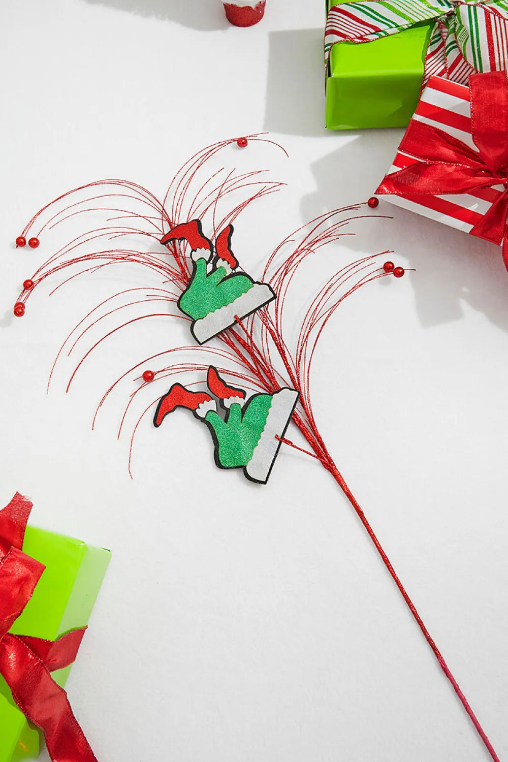Decorator's Warehouse 37" Red, White and Green Glitter Leg Grass Spray > Storyville|Christmas Sprays