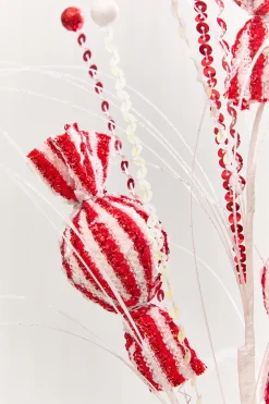 Decorator's Warehouse 32" Red & White Candy Glitter Grass Spray > Christmas Decor|2026 New Additions