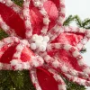 Decorator's Warehouse 22" Red & White Candy with Snow Glitter Poinsettia Stem > Christmas Decor|Christmas Flowers