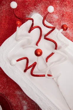 Decorator's Warehouse 23” Red & White Glitter Curly Ball Stem > Christmas Sprays|Christmas Decor