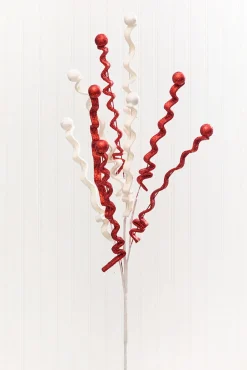 Decorator's Warehouse 33" Red & White Glitter Curly Spray > Christmas Decor|2026 New Additions