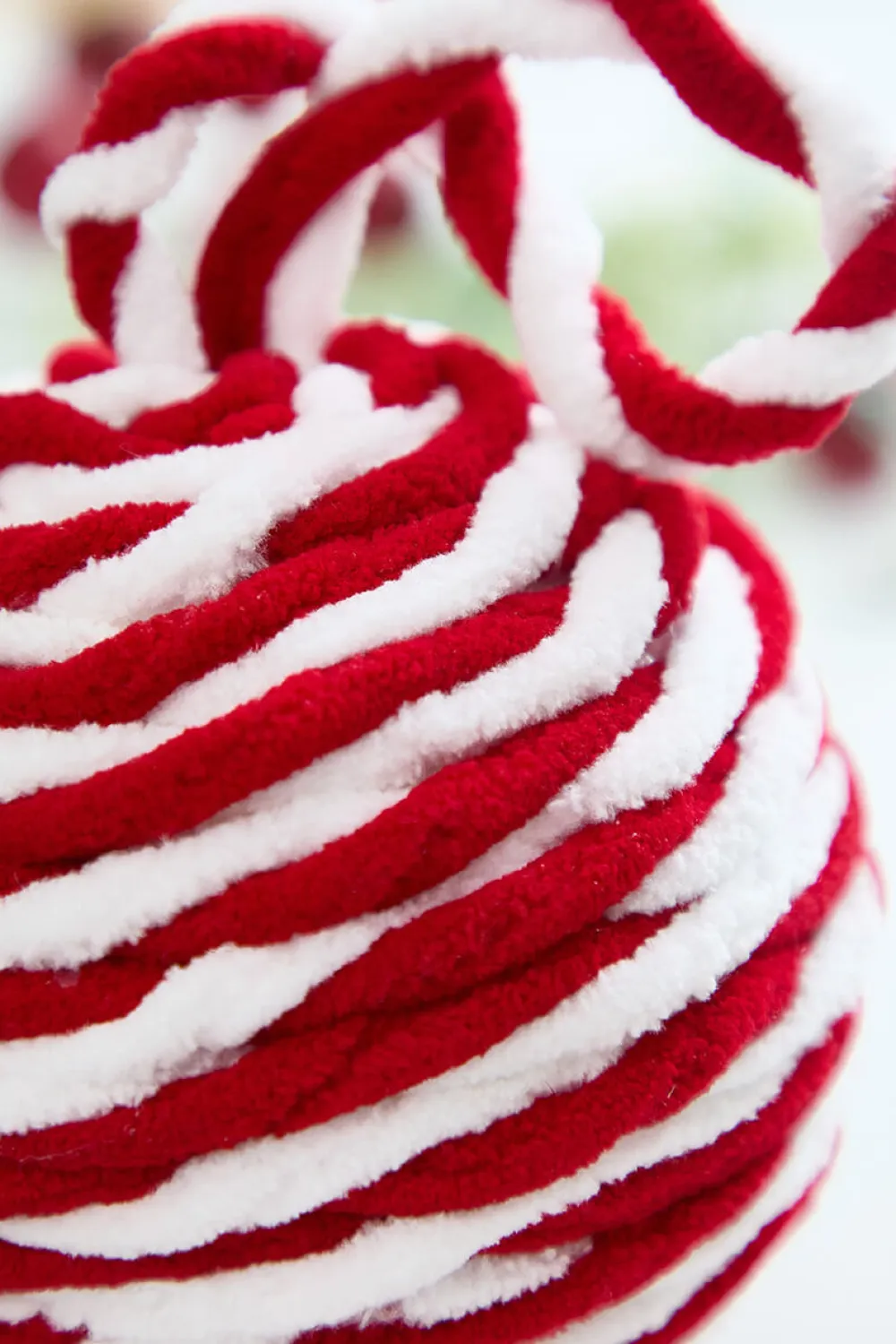 Decorator's Warehouse 4" Red & White Plush Ball Ornament > Christmas Decor|Christmas Ornaments