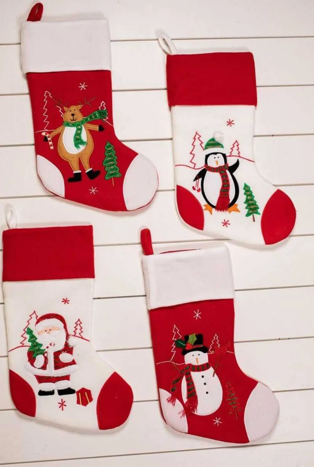 Decorator's Warehouse 19” Red/White Reindeer/Penguin/Snowman/Santa Stocking > Christmas Textiles|Christmas Sale