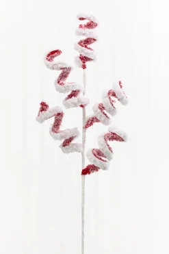 Decorator's Warehouse 22.5" Red & White Snow Curly Spray > Christmas Sprays|Christmas Decor