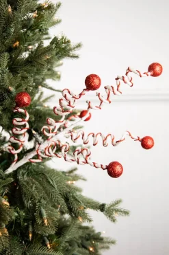 Decorator's Warehouse 24” Red & White Velvet Corkscrew Spray > Christmas Sprays|Christmas Decor