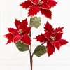 Decorator's Warehouse 26" Red with Gold Glitter Poinsettia Spray > Christmas Sprays|Christmas Decor