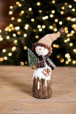 Decorator's Warehouse Resin Burlap Hat Snowman > Winter Woodland|Christmas Accents