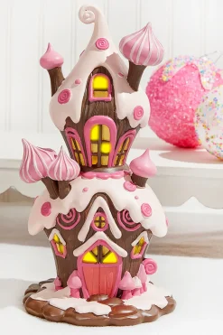 Decorator's Warehouse Resin Candy House with Led - Brown Pink > Santa'S Sweet Shoppe|Christmas Accents