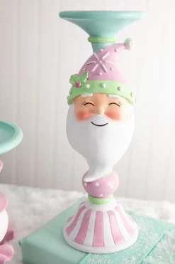 Decorator's Warehouse 12” Resin Candy Santa Candle Stand - Peppermint > Fun Gifts|Christmas Decor