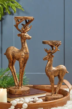 Decorator's Warehouse 16" Resin Deer Candle Holder > Winter Woodland|Christmas Decor