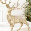 Decorator's Warehouse 22" Resin Glitter Standing Champagne Leaf Deer > Christmas Accents|Classic Christmas
