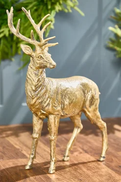 Decorator's Warehouse 18" Resin Glitter Standing Deer > Winter Woodland|Christmas Accents