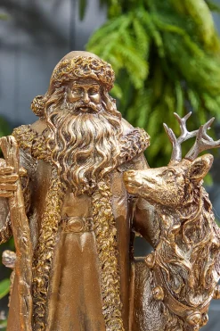 Decorator's Warehouse 15.5" Resin Highlands Santa with Deer > Winter Woodland|Christmas Accents