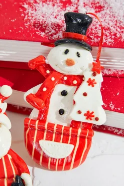 Decorator's Warehouse 4.5" Resin Holiday Santa /Snowman Ornament > Christmas Ornaments|Christmas Decor