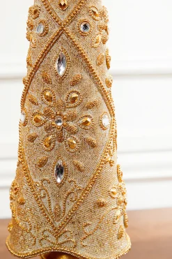 Decorator's Warehouse 26" Resin Jeweled Old World Christmas Tree > Gold & Champagne|Natural Elegance