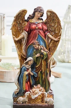 Decorator's Warehouse 13.5" Resin Nativity Figurine With Angel > Santas & Angels|Nativity Scene