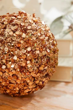 Decorator's Warehouse 4" Rose Gold Sequins & Jewels Ball Ornament > Sugar & Spice|Christmas Decor