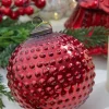 Decorator's Warehouse 5" Round Hobnail Ruby Mercury Glass Ornament > Cardinal|Christmas Decor