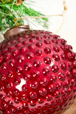 Decorator's Warehouse 4" Round Hobnail Ruby Mercury Glass Ornament > Cardinal|Christmas Decor