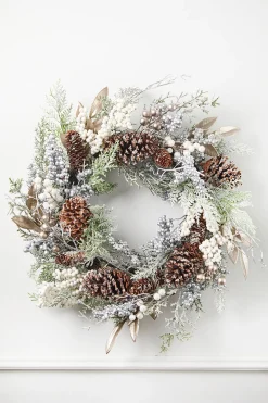 Decorator's Warehouse 24" Rustic Christmas Wreath > White Christmas|Red & Silver