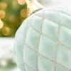 Decorator's Warehouse 6" Sage & Gold Glitter Flocked Ball Ornament > Christmas Decor|Christmas Ornaments