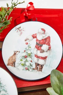 Decorator's Warehouse 5.75” Santa and Animal Disc Ornament > Cardinal|Christmas Decor