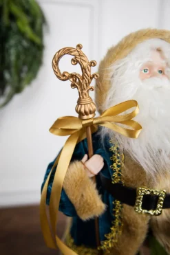 Decorator's Warehouse 18” Santa Figure - Blue Coat > Jewel Tones|Santas & Angels