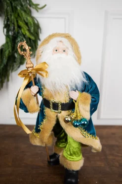 Decorator's Warehouse 18” Santa Figure - Blue Coat > Jewel Tones|Santas & Angels